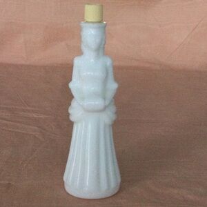 Vintage Figural Victorian Lady white Milk Glass
